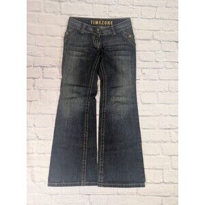 Timezone Dark Wash Flare Jeans Fun Button pockets  low rise 27